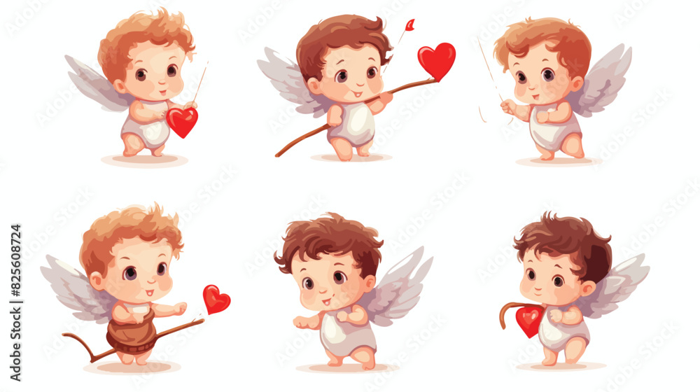 Set of cupid angels collection of six cute cherub c