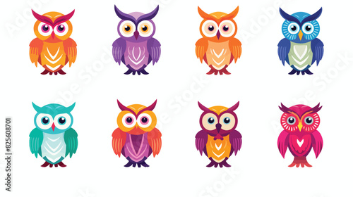 Set of colorful owl logo templates. Vector illustra