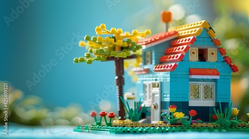 A real photography of miniature of a house made of Lego in fun theme color. Cute miniature  © Mentari