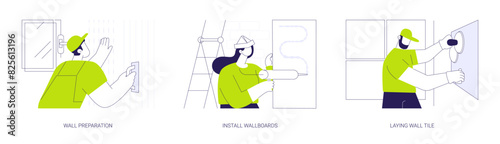 Walls decoration abstract concept vector illustrations.