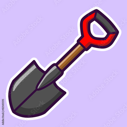 steel scoop shovel cartoon digital sticker