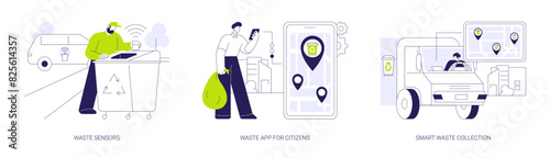Smart waste management system abstract concept vector illustrations.