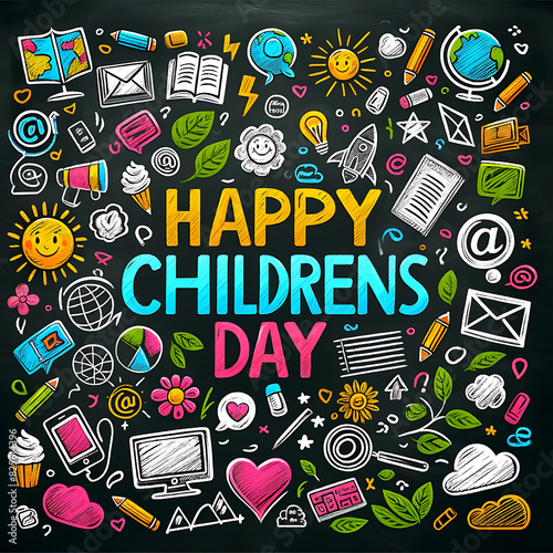 Celebrating World Children s Day Happy World Children s Day  Happy Children s Day greeting card. illustration  playful children s day concept