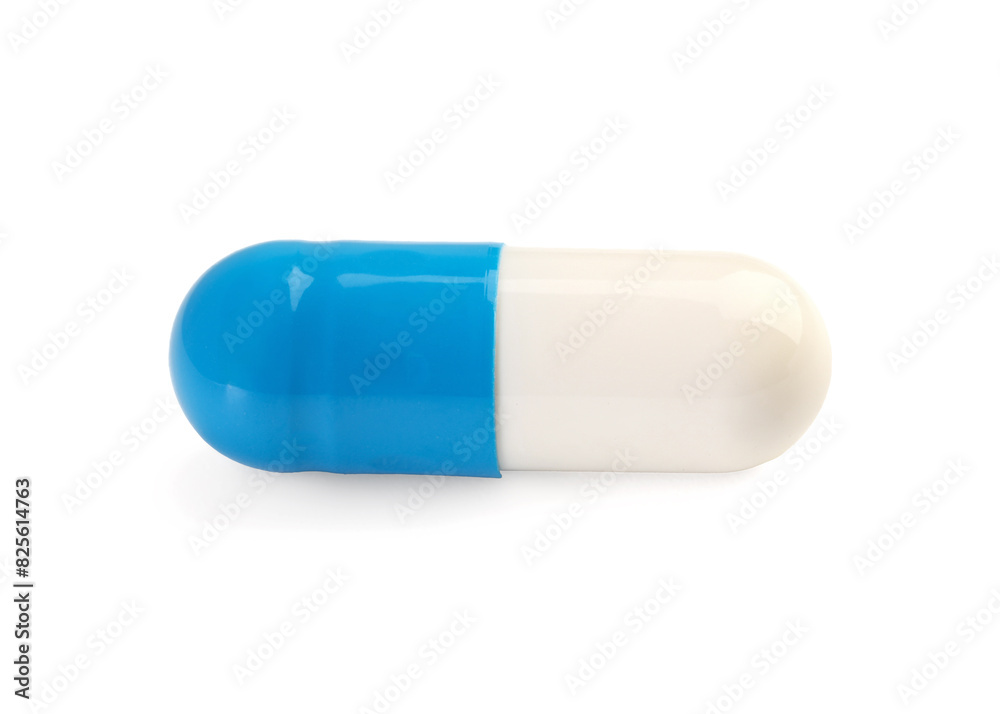 One antibiotic pill isolated on white. Medicinal treatment One antibiotic pill isolated on white. Medicinal treatment