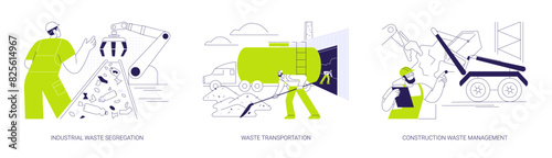 Industrial waste management abstract concept vector illustrations.