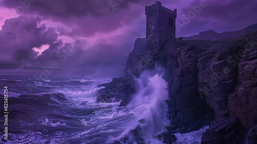  A gothic seaside cliff at twilight