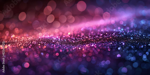 background of abstract glitter lights. purple  teal and black banner