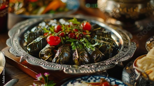 turkish delight jeweltoned dolma istanbuls treasured dish of vine leaves embracing savory flavors tempts the palate with its vibrant allure food photography