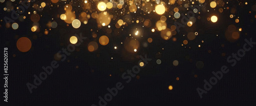 抽象的な豪華なゴールドの背景に金の粒子。キラキラのビンテージ ライトの背景。クリスマスの黄金の光は、暗い背景に粒子のボケ味を輝かせます。金箔のテクスチャです。 photo
