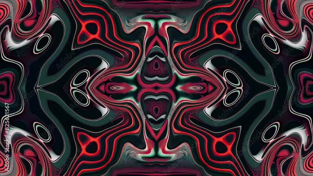 Abstract Kaleidoscope Background. Motion Graphics Pattern. Futuristic audiovisual vj seamless loop. 4K Fractal Animation Footage