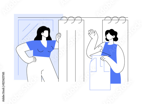 Trying on new clothes isolated cartoon vector illustrations.