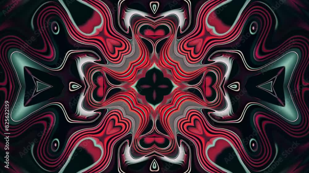 Abstract Kaleidoscope Background. Motion Graphics Pattern. Futuristic audiovisual vj seamless loop. 4K Fractal Animation Footage