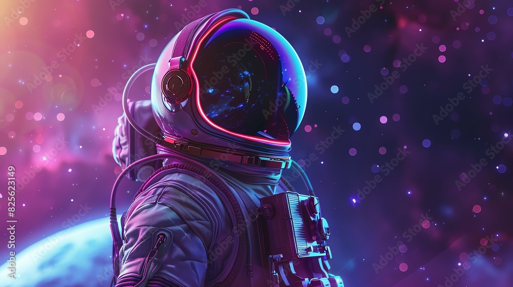 Tilted angle view of a futuristic astronaut suit adorned with high fashion elements Tilted angle view of a futuristic astronaut suit adorned with high fashion elements