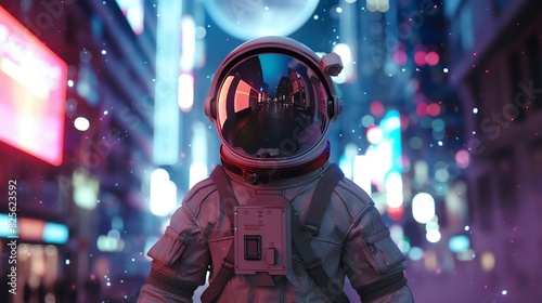 A retro astronaut with a reflective helmet © ADISORN