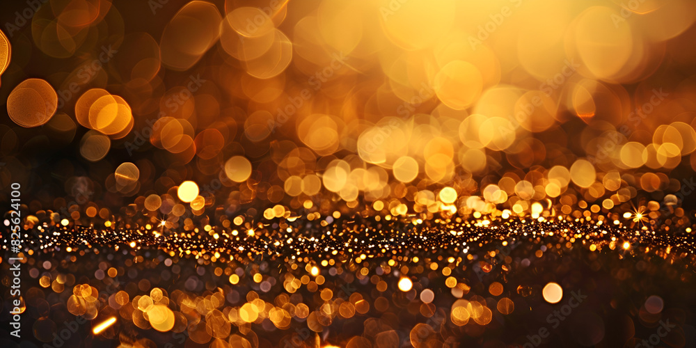 Golden Bokeh Background with Sparkling Lights Abstract Golden Glitter and Light Bokeh Effect Shimmering Gold Lights and Glitter Texture Background