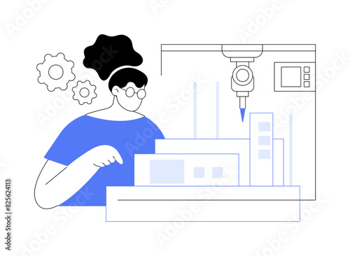 3D printing in architecture isolated cartoon vector illustrations.