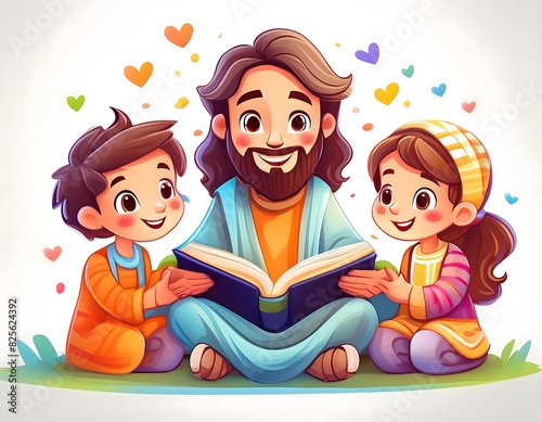 Jesus and the children are together happily.