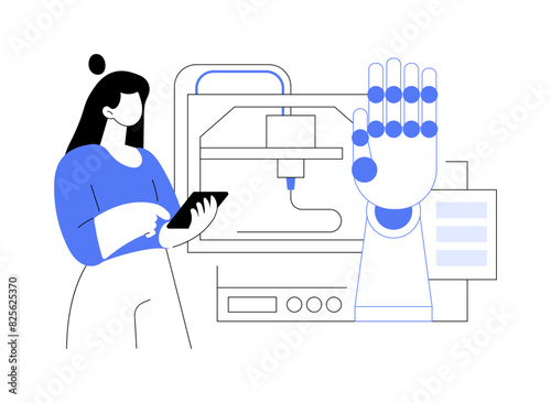 3D printed bionic hand isolated cartoon vector illustrations.