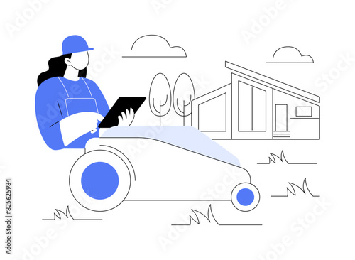 Autonomous mowing isolated cartoon vector illustrations.