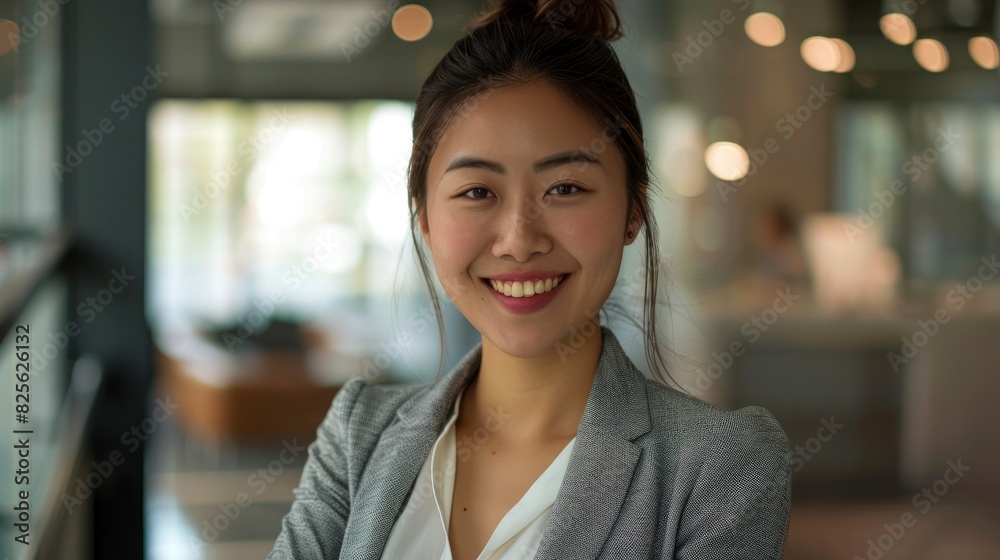 Empowering Transactions: A Smiling Asian Saleswoman Excels In The Real Estate Domain, Facilitating Successful Deals And Transactions, High Quality Empowering Transactions: A Smiling Asian Saleswoman Excels In The Real Estate Domain, Facilitating Successful Deals And Transactions, High Quality