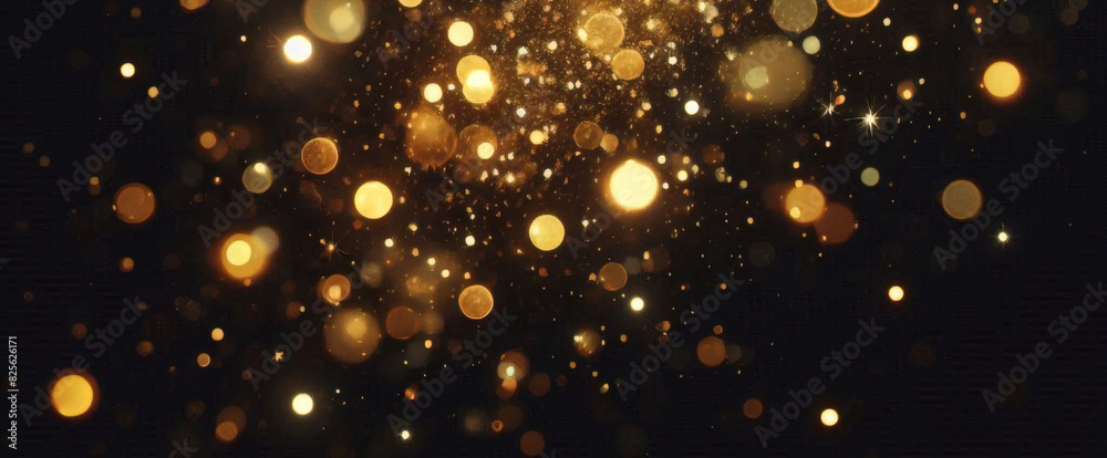 Partículas de brillo dorado fondo abstracto.Bokeh de partículas de brillo de luz dorada de Navidad sobre fondo negro marino. Concepto de vacaciones. Fondo abstracto con partículas de oro. Partículas de brillo dorado fondo abstracto.Bokeh de partículas de brillo de luz dorada de Navidad sobre fondo negro marino. Concepto de vacaciones. Fondo abstracto con partículas de oro.