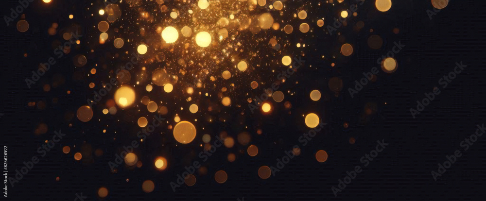 Partículas de brillo dorado fondo abstracto.Bokeh de partículas de brillo de luz dorada de Navidad sobre fondo negro marino. Concepto de vacaciones. Fondo abstracto con partículas de oro. Partículas de brillo dorado fondo abstracto.Bokeh de partículas de brillo de luz dorada de Navidad sobre fondo negro marino. Concepto de vacaciones. Fondo abstracto con partículas de oro.