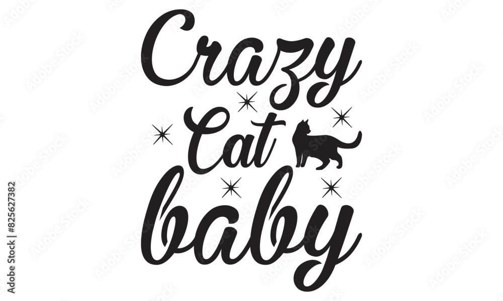 Crazy cat baby on white background,Instant Digital Download. Illustration for prints on t-shirt and bags, posters Crazy cat baby on white background,Instant Digital Download. Illustration for prints on t-shirt and bags, posters
