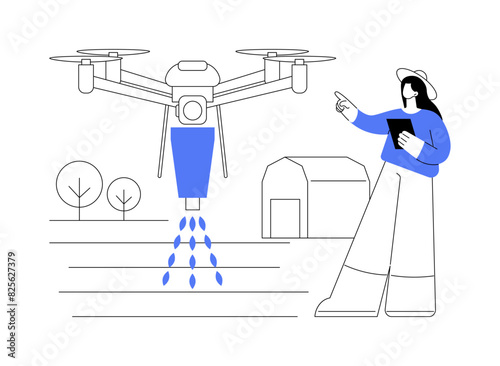 Seed-planting drones isolated cartoon vector illustrations.