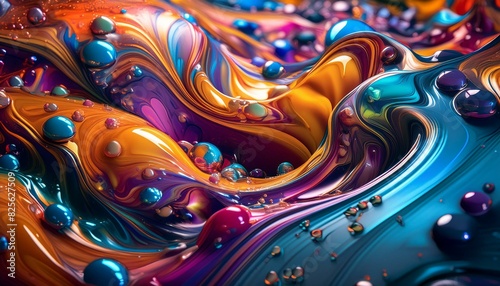 Psychedelic colorful fluid abstract splash paint