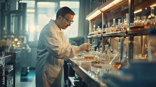 Chemist or doctor conducts research on samples in the laboratory