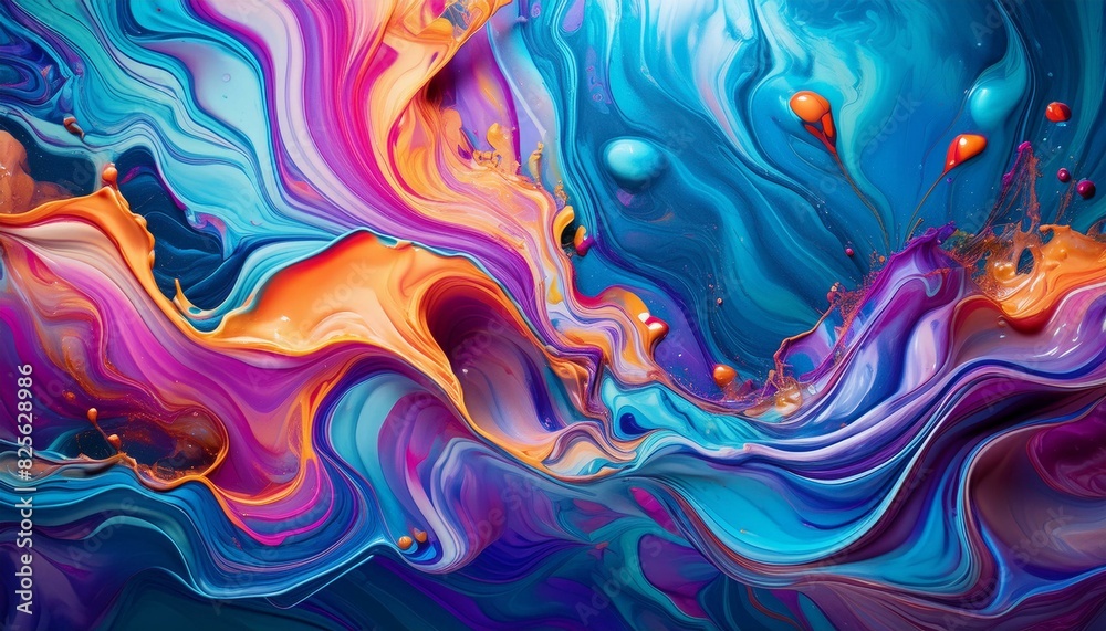 Psychedelic colorful fluid abstract splash paint
