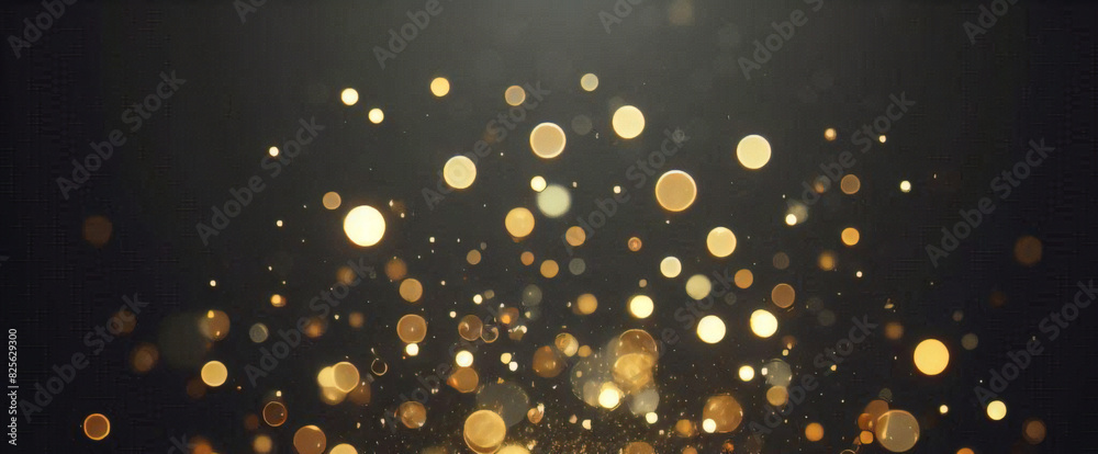 Obraz premium Partículas de brillo dorado fondo abstracto.Bokeh de partículas de brillo de luz dorada de Navidad sobre fondo negro marino. Concepto de vacaciones. Fondo abstracto con partículas de oro. 