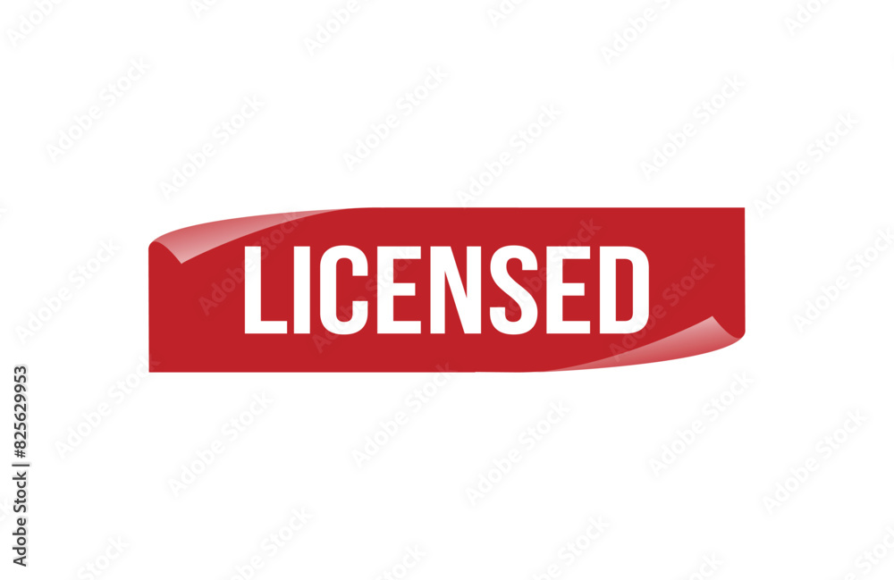 Red banner licensed on white background. Red banner licensed on white background.