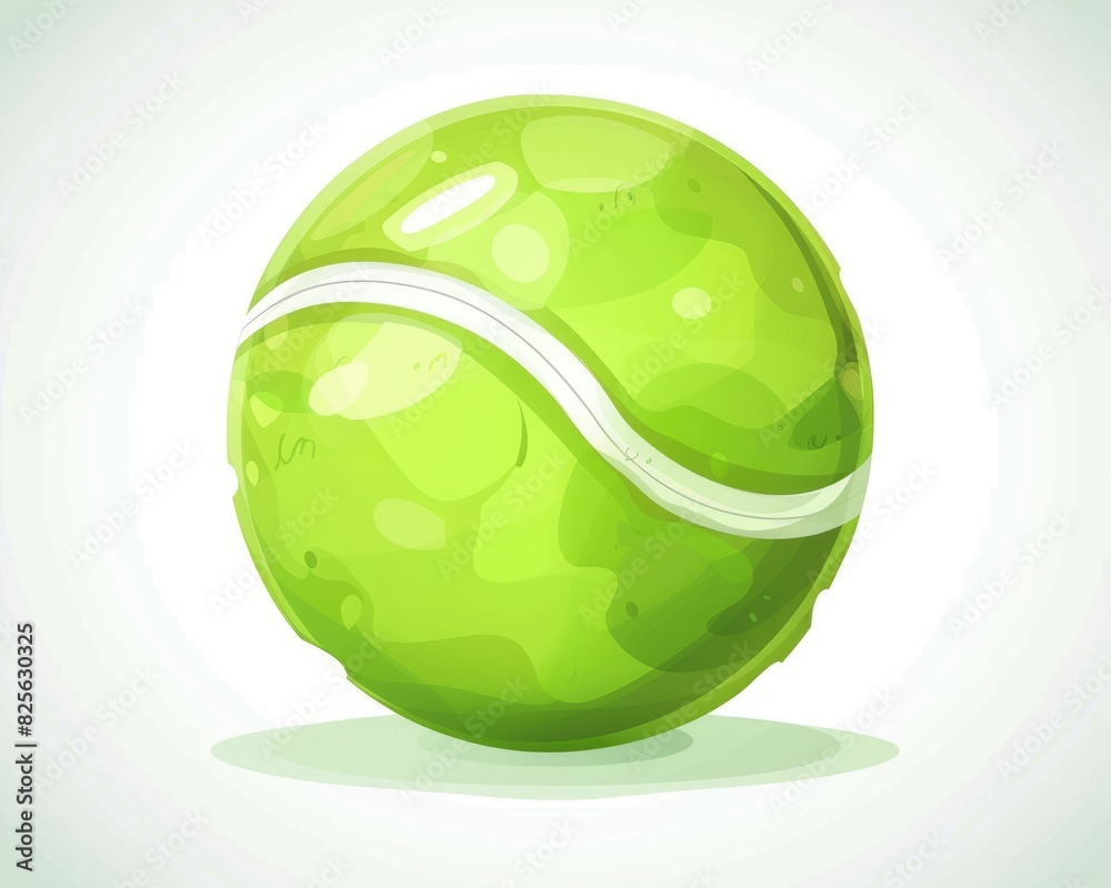 Cartoon Tennis Ball Isolated on Green and White Background. Fun Leisure Item for Recreational Activity Cartoon Tennis Ball Isolated on Green and White Background. Fun Leisure Item for Recreational Activity