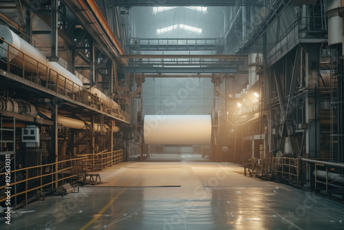 An inside view of production machine in a paper mill AI Generative photo