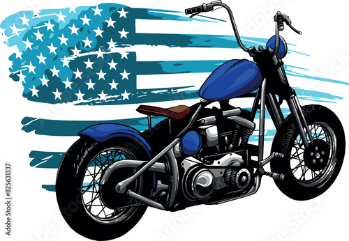 illustration of custom motorcycle chopper vector design