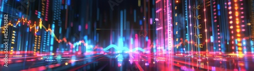 Wallpaper Mural A digital abstract background of stock market charts and data, with glowing lines representing rising graphs on the screen. The design conveys an atmosphere of financial technology or trading technolo Torontodigital.ca