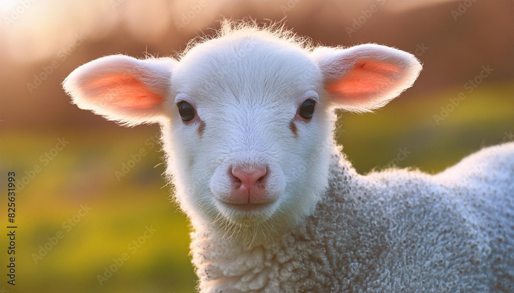 Obraz premium Cute fluffy sheep looking at the camera