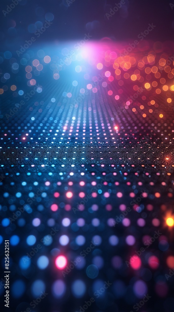Fototapeta premium An abstract geometric backdrop in mainly blue and green with neon colors. 