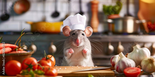Gourmet Rodent View of a Chef Rat photo