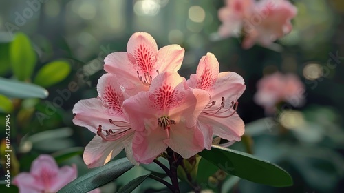 Blooming Rhododendron at the garden of plants photo