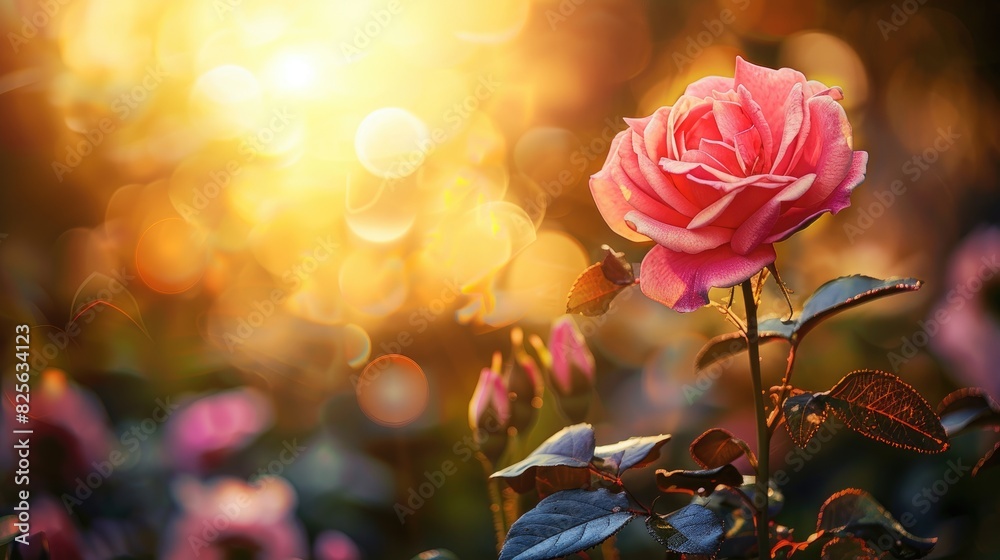 Obraz premium Pink Rose on a Stunning Natural Background