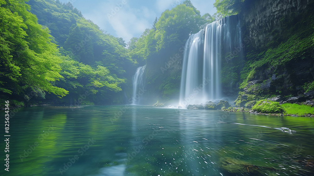 Fototapeta premium 滝と新緑