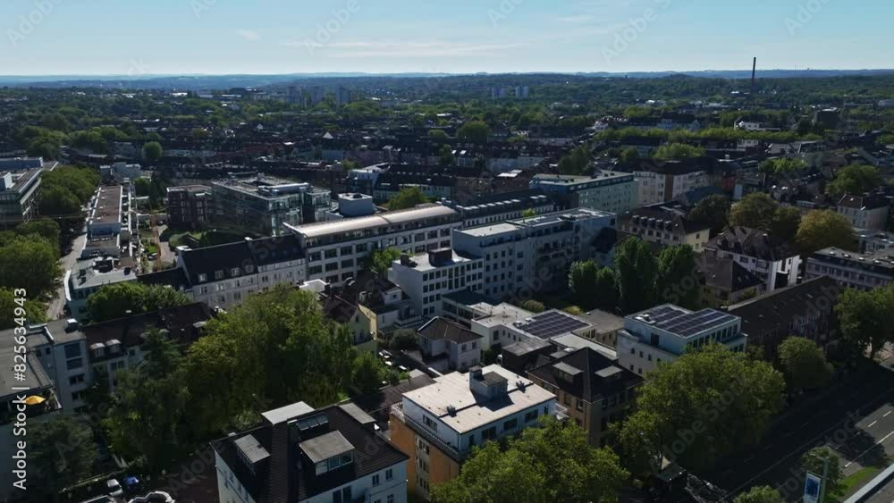 Aerial drone view of residential buildings in Essen , Germany . Aerial drone view of residential buildings in Essen , Germany .