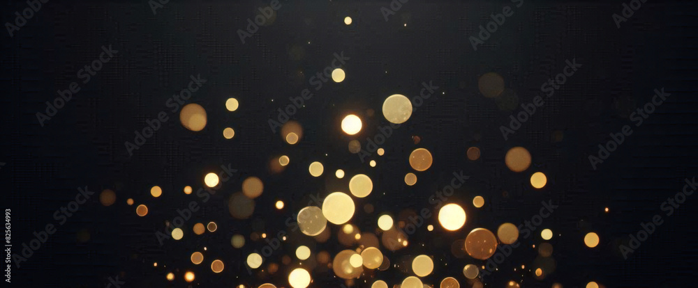 Obraz premium Partículas de brillo dorado fondo abstracto.Bokeh de partículas de brillo de luz dorada de Navidad sobre fondo negro marino. Concepto de vacaciones. Fondo abstracto con partículas de oro. 
