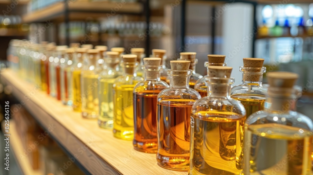 Bottles of fragrance oils displayed Bottles of fragrance oils displayed