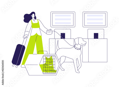 Flying with a pet abstract concept vector illustration.