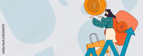 Holiday shopping people doing e-commerce online shopping flat vector concept operation hand drawn illustration
