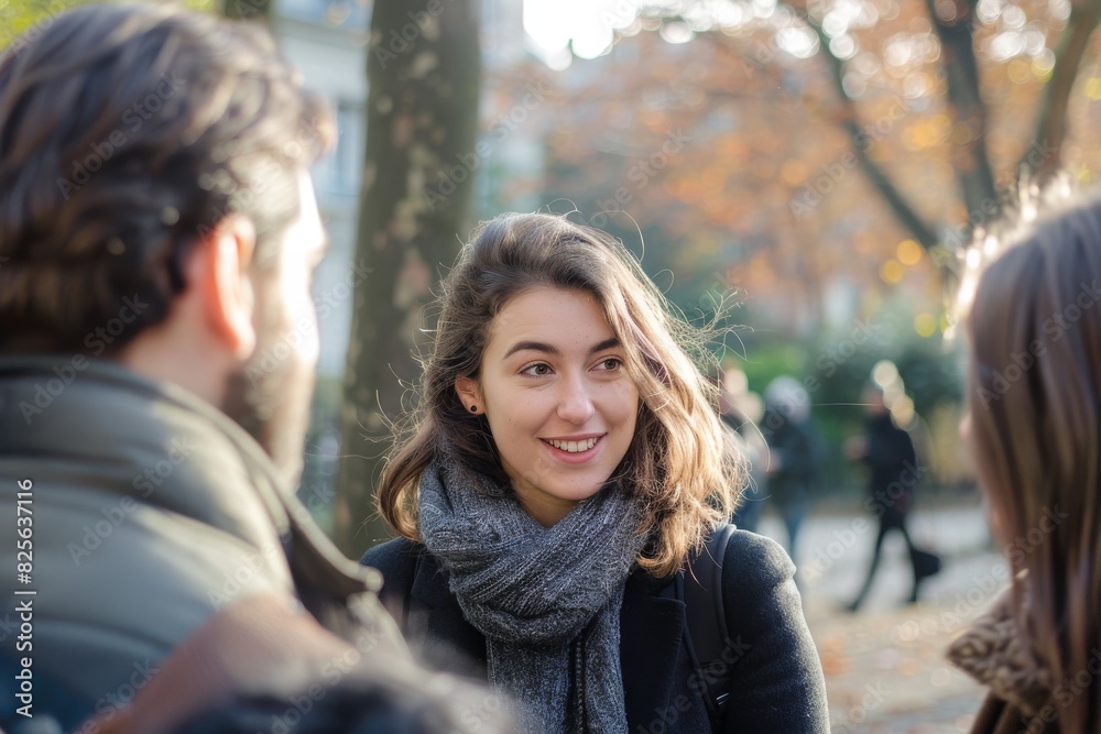Portrait of a young couple walking in the park and smiling. Portrait of a young couple walking in the park and smiling.