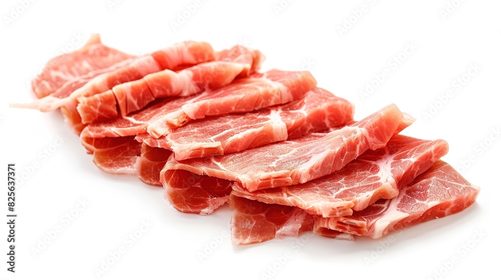 sliced raw pork meat isolated on white background sliced raw pork meat isolated on white background